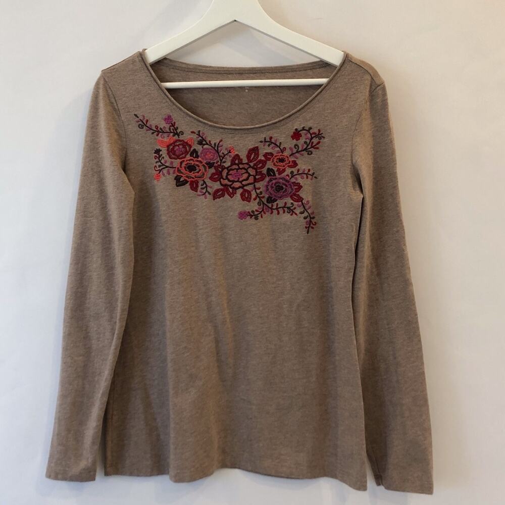 Garnet Hill Women’s Knit Top Shirt Floral